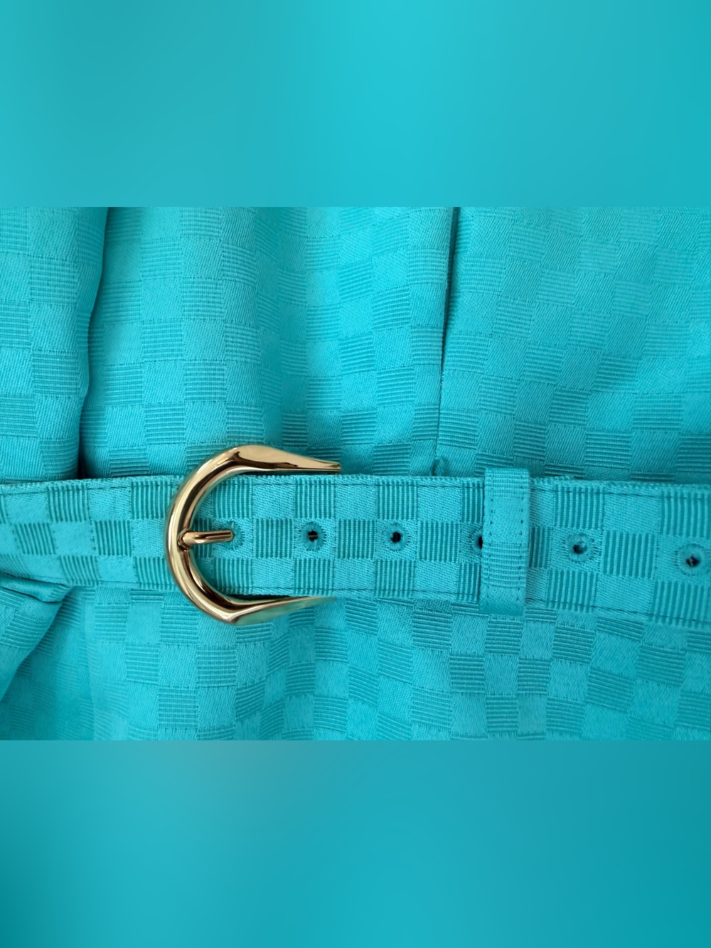 Men's Turquoise Textured Belted Shirt